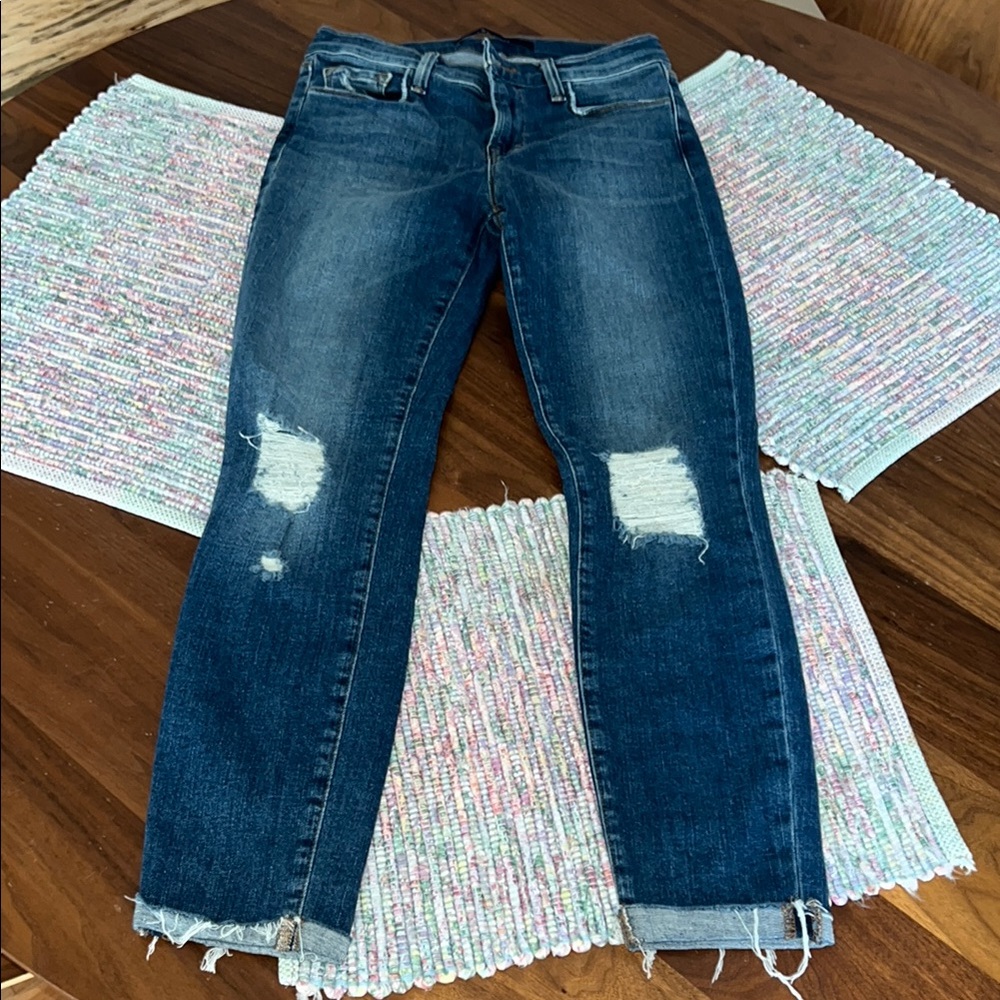 J Brand Blue Skinny Distressed Jeans (worn once)